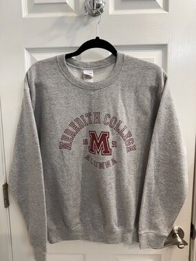 Gray Meredith College Alumni Sweatshirt with Maroon Print